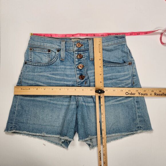 J.Crew High Rise Denim Shorts Sz 24 Button Fly Light Wash Cut Off Jorts Mallcore - Picture 4 of 8